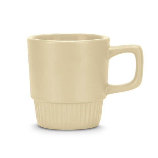 Ceramic Stackable Coffee Mugs Ecru